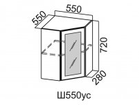 Шкаф навесной 550 угловой со стеклом Ш550ус Вектор 550х720х550