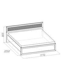 Спальня Милана Кровать 1 с ортопедическим основанием 1770х2050х845. Спальное место 1600х2000
