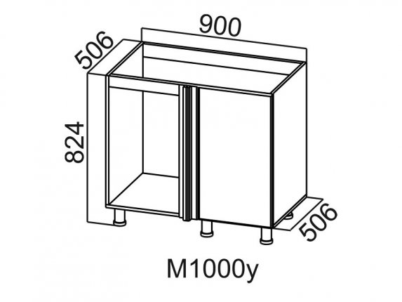 Стол-рабочий угловой под мойку 1000 М1000у Вектор СВ 900х824х506